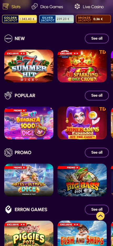 Fortuna Casino mobile lobby