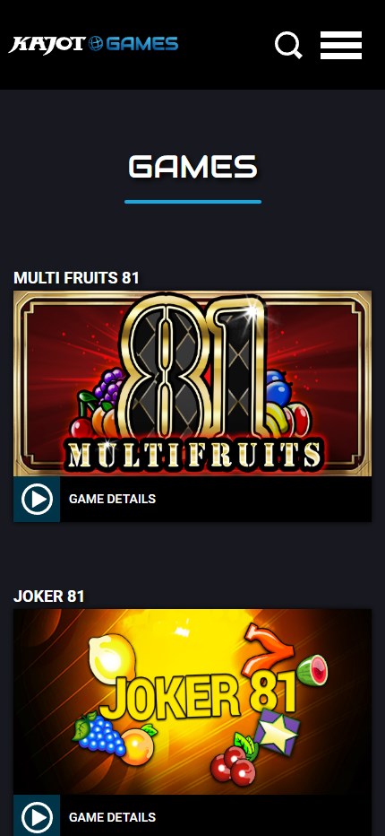 Kajot Casino mobile lobby