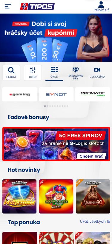 eTipos mobile lobby