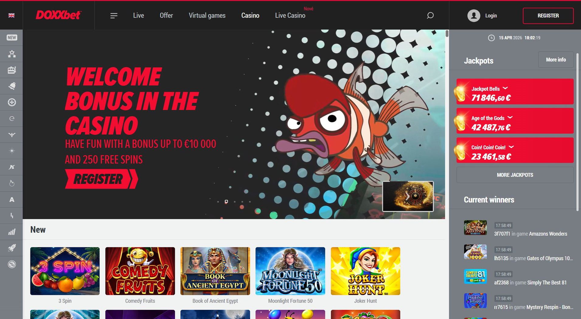 2. DOXXbet Casino- Rýchly prístup do online kasína